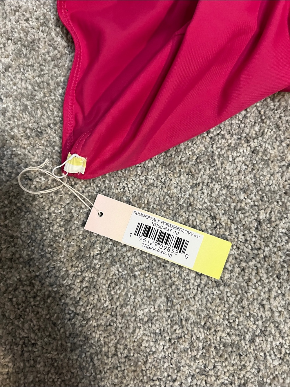 summersalt Two-Tone Red and Hot Pink Ruffle Sleeve One-Piece Bodysuit - Picture 4 of 5